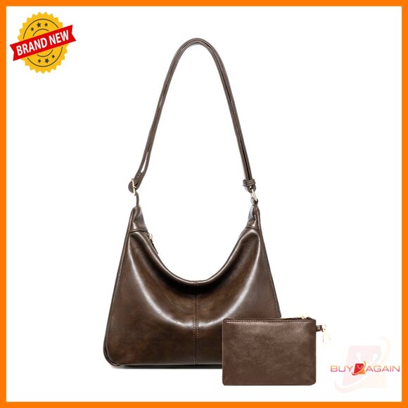 Handbags - Soft Vegan Leather Hobo Bag with Adjustable Strap and Mini Purse